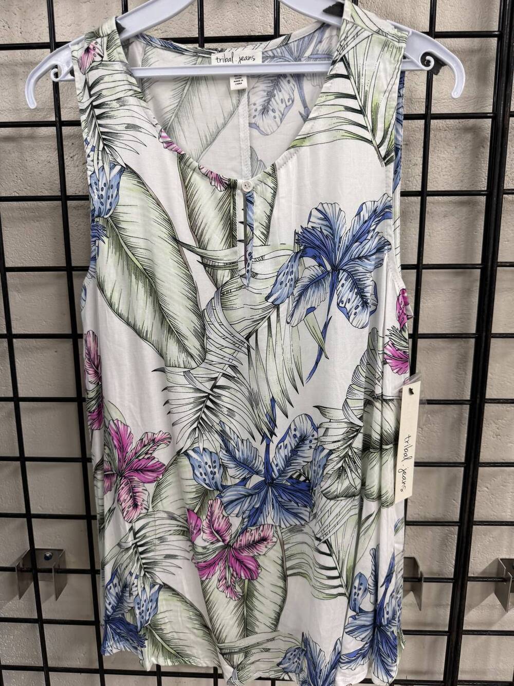 NEW TRIBAL women's sleeveless print top in azalea